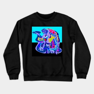 ecopop kaiju shell turtle art in mexican patterns on the giant beast Crewneck Sweatshirt